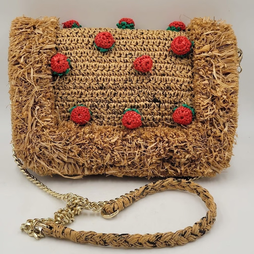 Zara strawberry straw raffia clutch bag - Picture 2 of 11